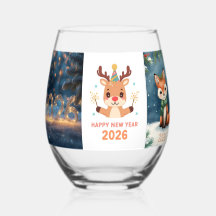 Frohes neues Jahr 2026 Fuchs und Rentier