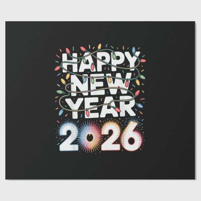 Frohes Neues Jahr 2026 Geschenkpapier (Flach)