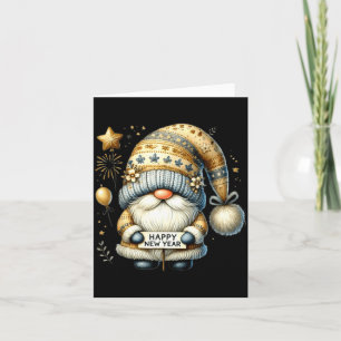 Frohes neues Jahr 2026 Gnom Wasserfarbe Gnom Neuja Karte