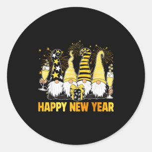 Frohes Neues Jahr 2026 Gnome trinken Champagner Ne Runder Aufkleber