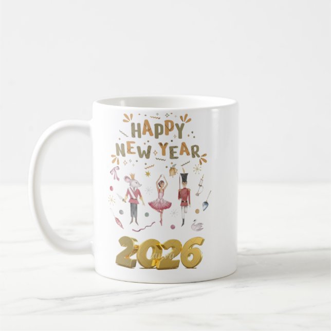 Frohes neues Jahr 2026 Kaffeetasse (Links)