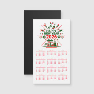 Frohes neues Jahr 2026 Kalender Magnetkarte