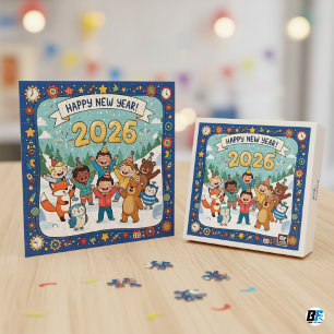 Frohes Neues Jahr 2026 Kinder-Puzzle Festliches Ti Puzzle