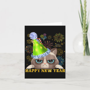 Frohes neues Jahr 2026 Lustige Katze Silvesterhut  Karte