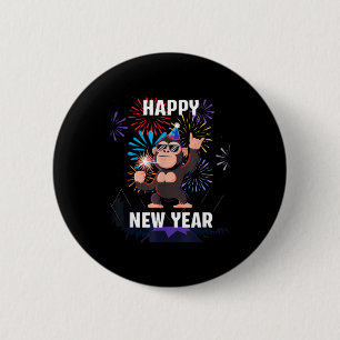 Frohes neues Jahr 2026 Lustige Kinder Bigfoot-Fans Button