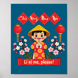 Frohes neues Jahr 2026 Mädchen Vietnamesisches Neu Poster
