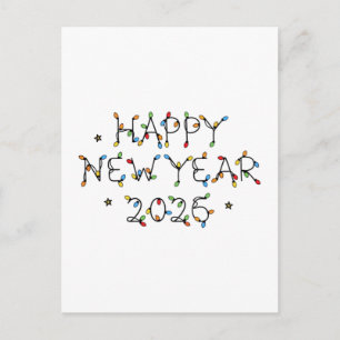 Frohes neues Jahr 2026 Minimalistisches Design Feiertagspostkarte