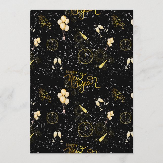 Frohes Neues Jahr 2026 Nahtloses Muster Einladung (Vorderseite)