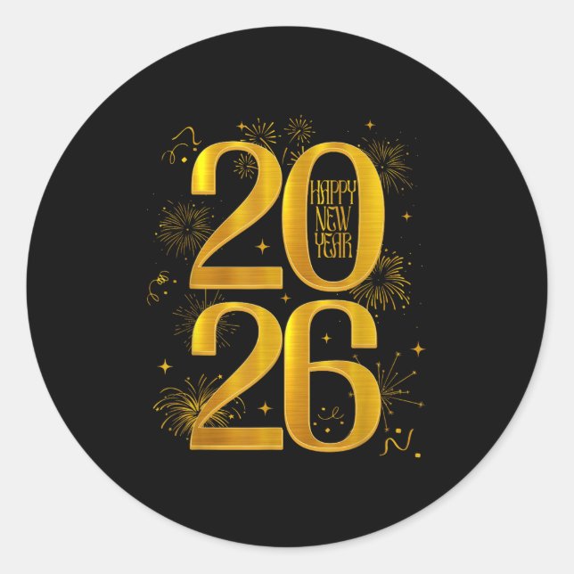 Frohes Neues Jahr 2026 Neujahrsfamilie der Party Runder Aufkleber (Vorderseite)