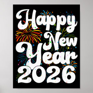 Frohes Neues Jahr 2026 Nye Feuerwerk Cool Silveste Poster