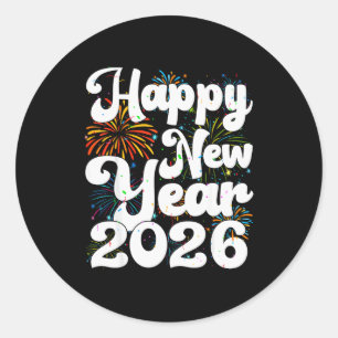 Frohes Neues Jahr 2026 Nye Feuerwerk Cool Silveste Runder Aufkleber