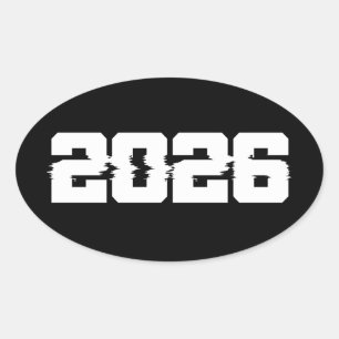 Frohes neues Jahr 2026 Ovaler Aufkleber