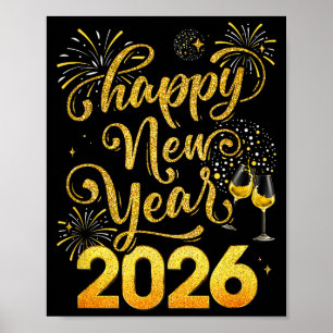 Frohes Neues Jahr 2026 Party Silvester Feiertag Poster