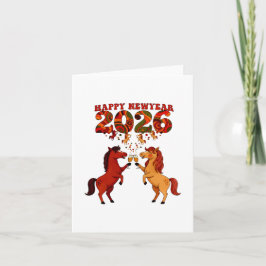 Frohes Neues Jahr 2026 – Pferde feiern mit Cham Karte
