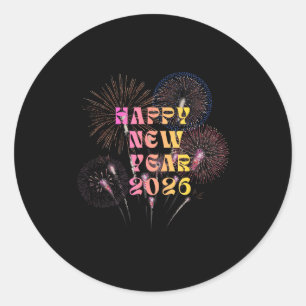 Frohes Neues Jahr 2026-Shirt für Frauen Feiertagsf Runder Aufkleber
