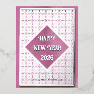 Frohes neues Jahr 2026 Silbermuster Folien Feiertagspostkarte