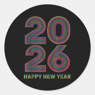 Frohes Neues Jahr 2026 Silvester Runder Aufkleber