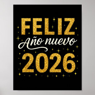 Frohes neues Jahr 2026 Silvester Spanische Fiesta Poster