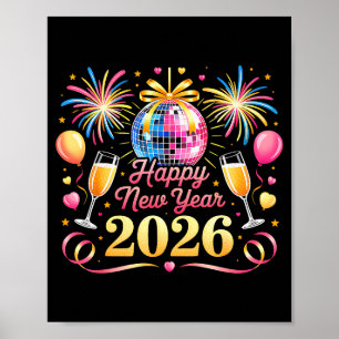 Frohes Neues Jahr 2026 Silvesterparty Countdown Poster