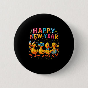 Frohes Neues Jahr 2026 Süße Enten Party Geschenk Button