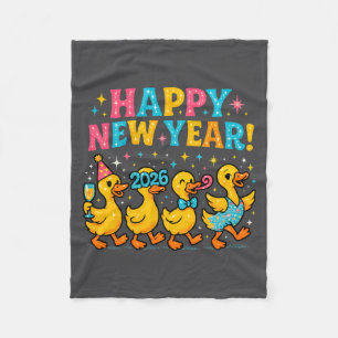 Frohes Neues Jahr 2026 Süße Enten-Party-Geschenk L Fleecedecke