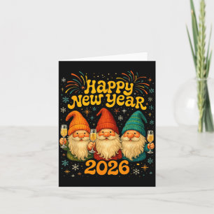 Frohes Neues Jahr 2026 Süße Gnom Party Geschenk Karte