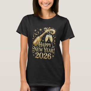 Frohes neues Jahr 2026 T-Shirt Champagner knallt N
