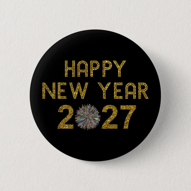 Frohes Neues Jahr 2027 Button (Vorderseite)