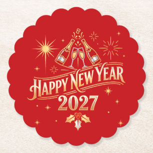 Frohes Neues Jahr 2027 Feier Untersetzer