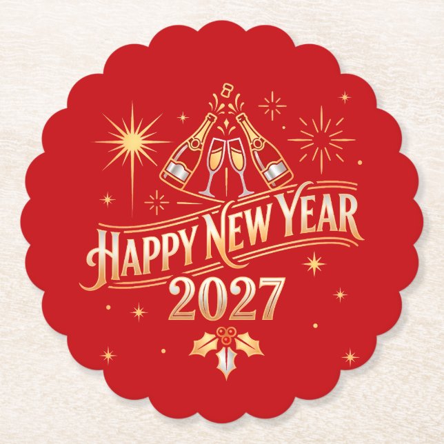 Frohes Neues Jahr 2027 Feier Untersetzer (Vorderseite)