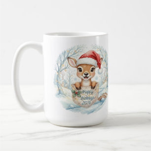 Frohes Neues Jahr 2027 mit Santa Hirsch Kaffeetasse