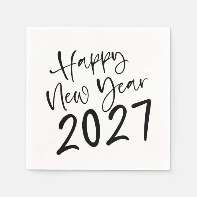 Frohes Neues Jahr 2027 Schrift  Serviette (Vorderseite)