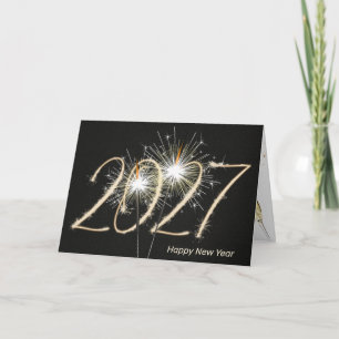 Frohes Neues Jahr 2027 Sparkler Feiertagskarte