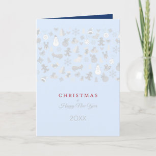 Frohes neues Jahr 20XX & silberne Weihnachtsfigure Feiertagskarte