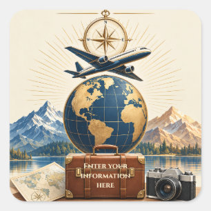 Frohes Neues Jahr Abenteuer mit Reise-Inspiration  Quadratischer Aufkleber