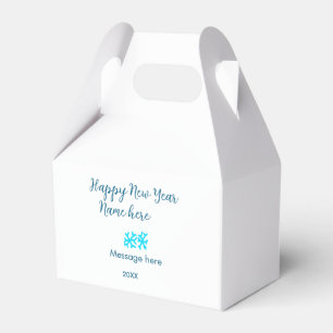 Frohes neues Jahr blaue Schneeflocken modern rusti Geschenkschachtel