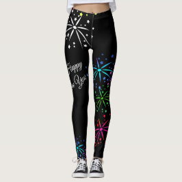Frohes neues Jahr buntes Feuerwerk Skript Leggings