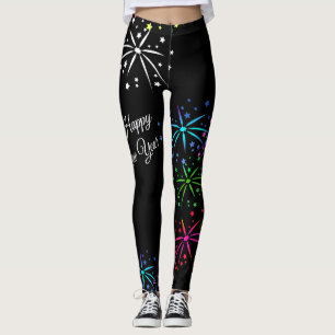 Frohes neues Jahr buntes Feuerwerk Skript Leggings