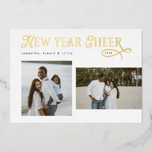 Frohes Neues Jahr Cheer Modern Family  Fotocollage Folien Feiertagskarte
