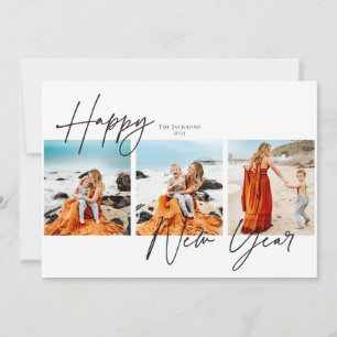 Frohes neues Jahr drei Foto Feiertagskarte