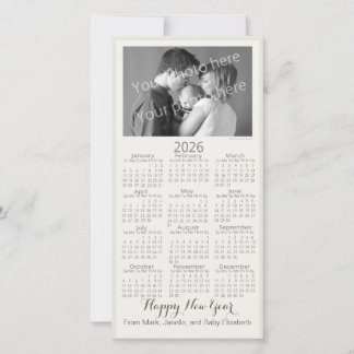 Frohes Neues Jahr Eleganter Kalender 2026 Ihr Foto Feiertagskarte