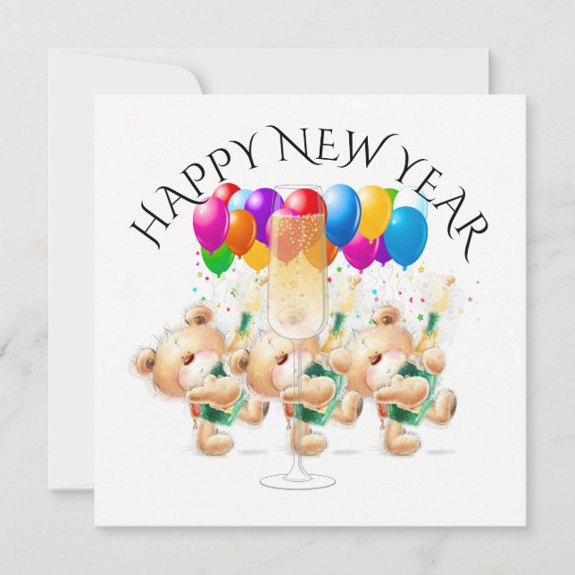 Frohes Neues Jahr / Feierlichkeiten Einladung (Vorderseite)