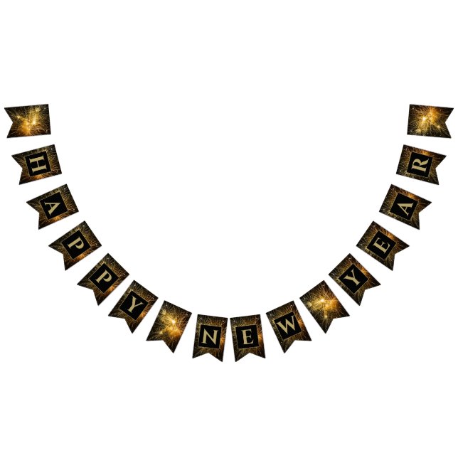 Frohes neues Jahr Festival Goldene Feuerwerke Wimpelkette (Alle)