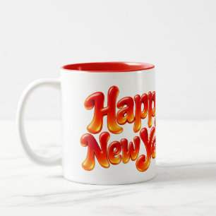 Frohes Neues Jahr Feuer-Element-Fantasie-Wortmarke Zweifarbige Tasse