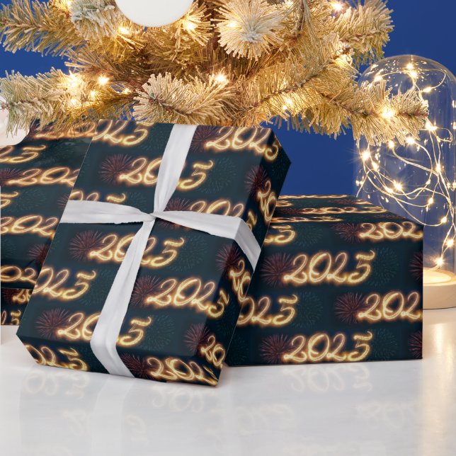 Frohes neues Jahr Feuerwerk 2025 Geschenkpapier (Feiertage)