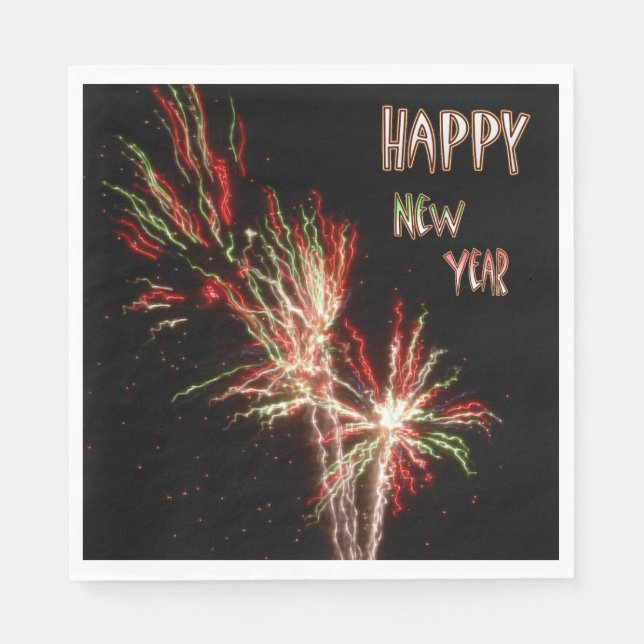 Frohes neues Jahr Feuerwerk Papier Napkins Serviette (Vorderseite)