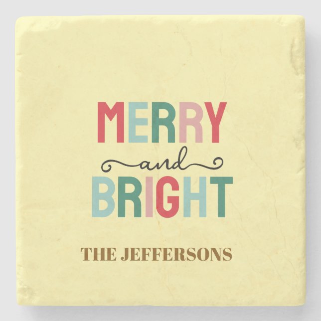 Frohes neues Jahr Frohe Weihnachten Familie Steinuntersetzer (Vorderseite)