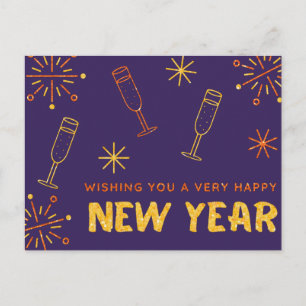 Frohes neues Jahr Glitter Postkarte