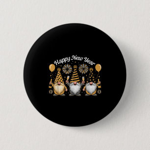 Frohes neues Jahr Gnom Konfetti Feuerwerk Neujahr  Button