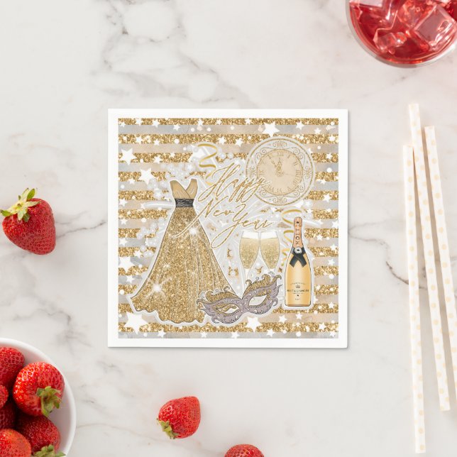 Frohes Neues Jahr Gold Serviette (Beispiel)
